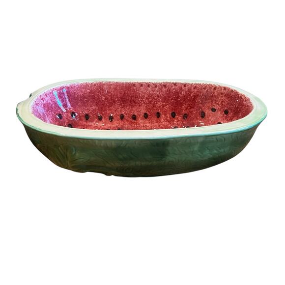 Watermelon Bowl MCM Long Ceramic Fruit Bowl VTG - Picture 1 of 7